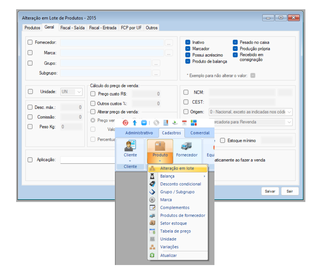 Tela de Alteração de Cadastro em Lote